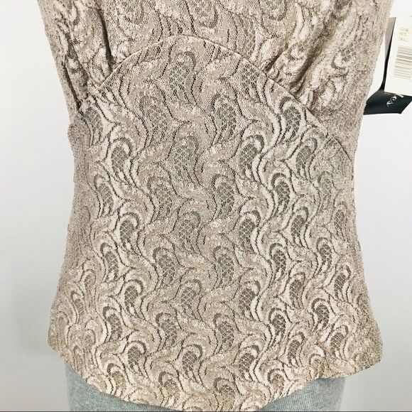 NWT Metallic Gold Lace Sleeveless Camisole Top - Picture 3 of 8